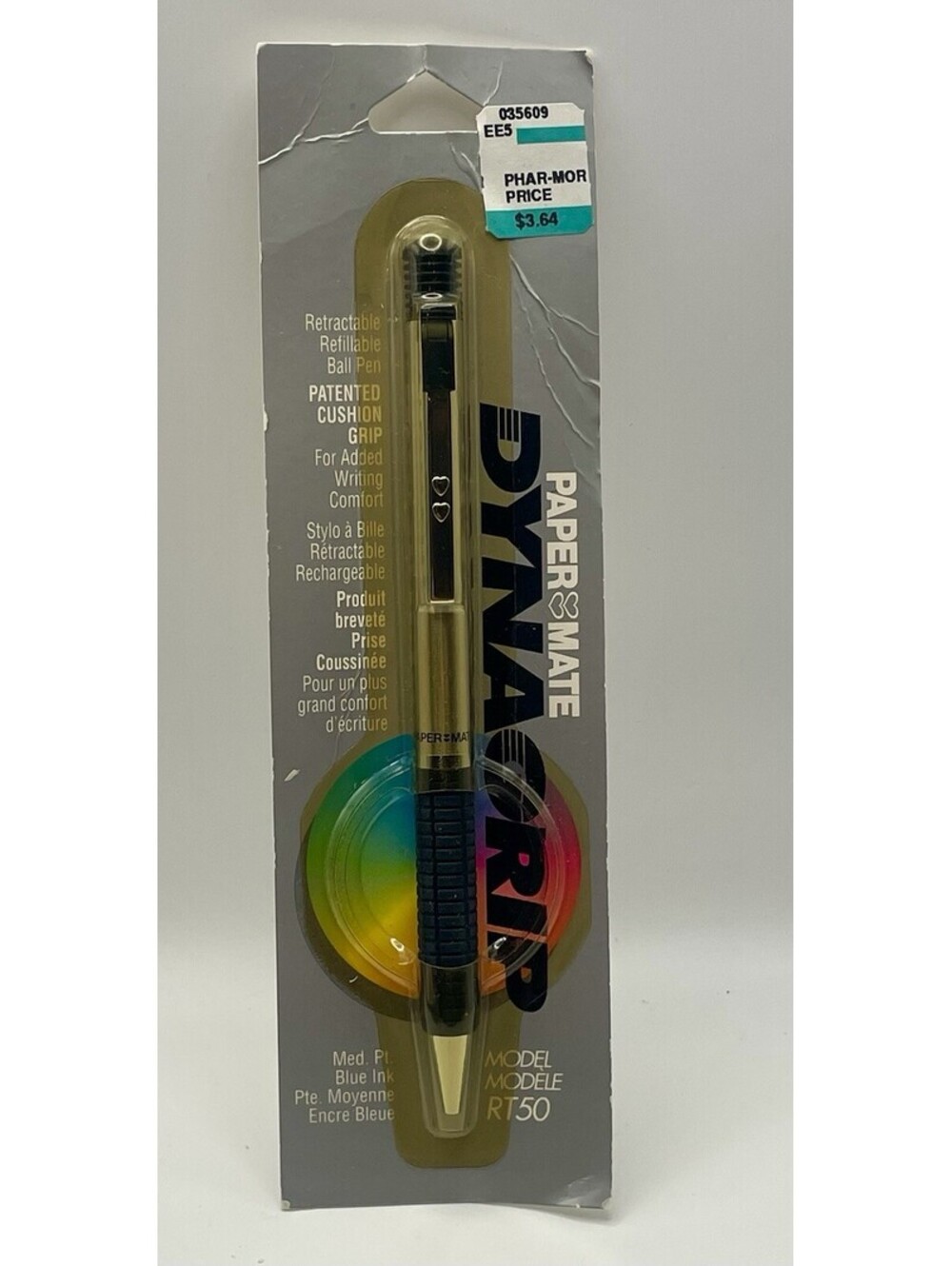 1991 Paper Mate DynaGrip RT50 Ball Point Pen Medium Point Blue Ink Vintage